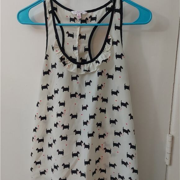 Candie's Scotty Dog Sleeveless Ruffled Racerback Tank S Classic Preppy Coquette - Picture 1 of 11